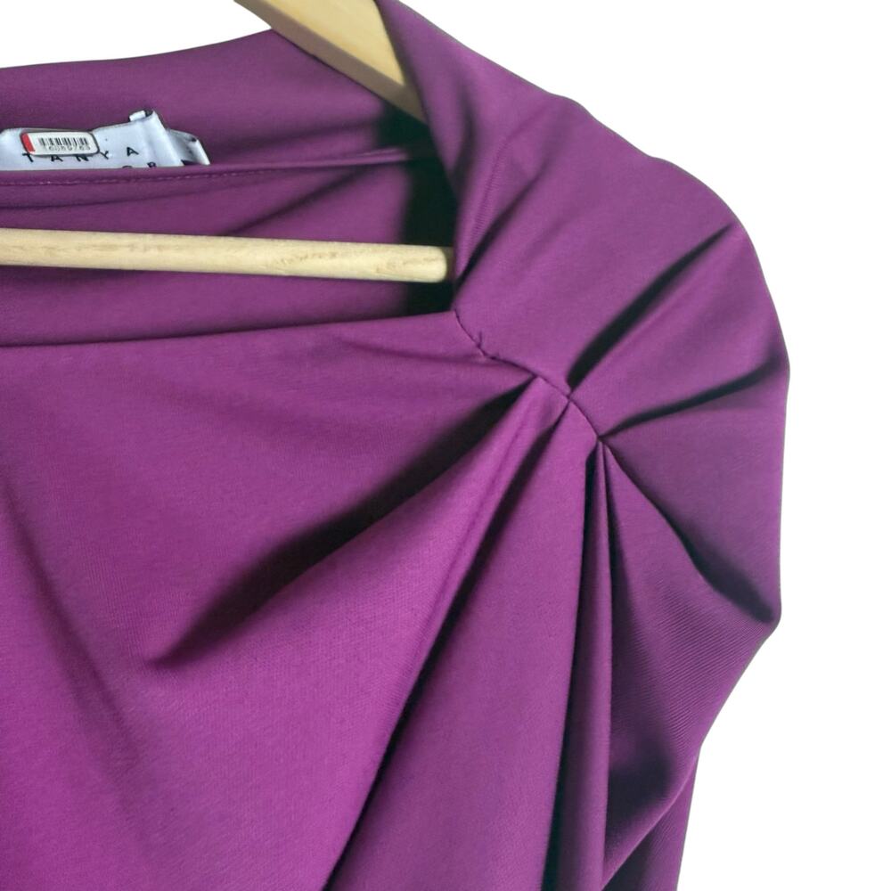 Tanya Taylor Nami Purple Asymmetric Boat Neck Draped Cap Sleeve Gown Size 2 - Picture 8 of 16